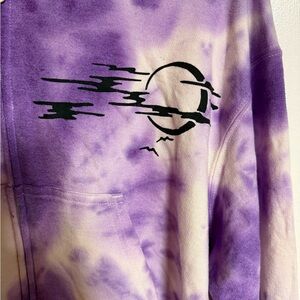 Purple Tie-Dye Hoodie with Moon Graphic